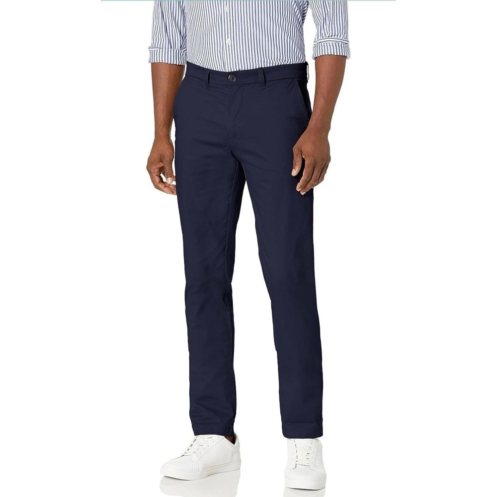 Tommy Hilfiger THFlex Slim Fit Chino Pants‎ Mens Navy Blue Stretch Trousers